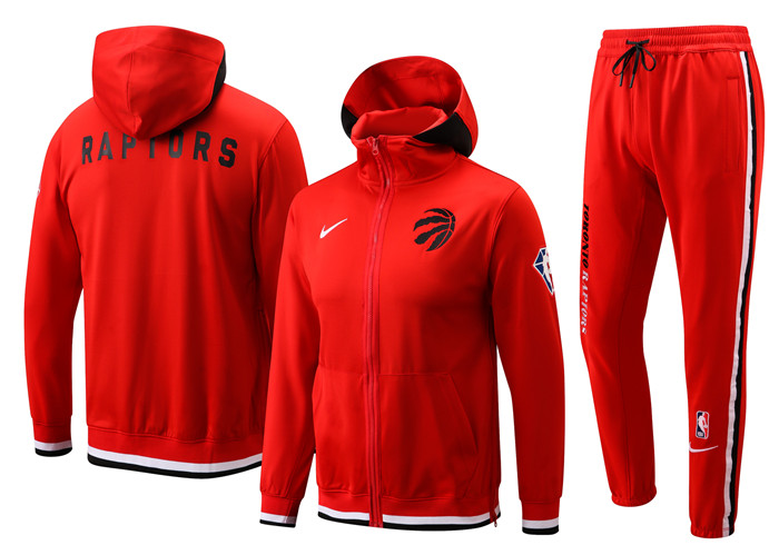 Men's Toronto Raptors 75th Anniversary Red Performance Showtime Full-Zip Hoodie Jacket And Pants Suit